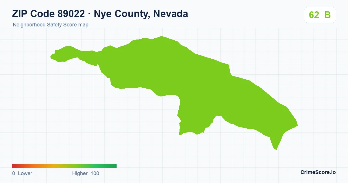 ZIP Code 89022 in Nye County, Nevada neighborhood Safety Score map