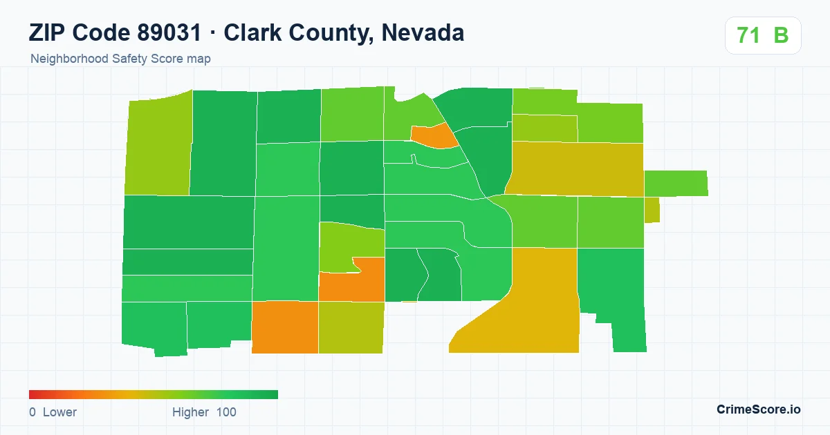 ZIP Code 89031 in Clark County, Nevada neighborhood Safety Score map