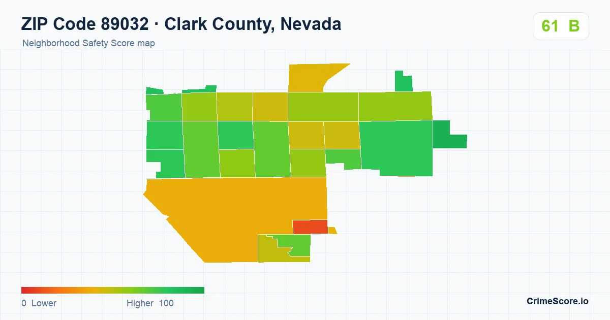 ZIP Code 89032 in Clark County, Nevada neighborhood Safety Score map