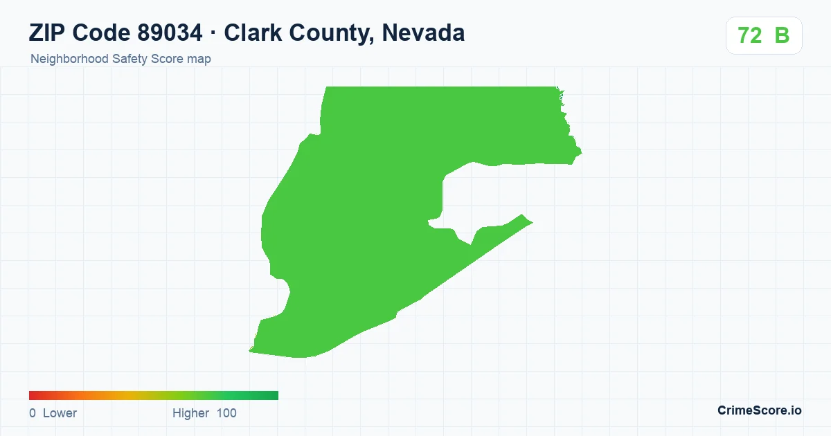 ZIP Code 89034 in Clark County, Nevada neighborhood Safety Score map