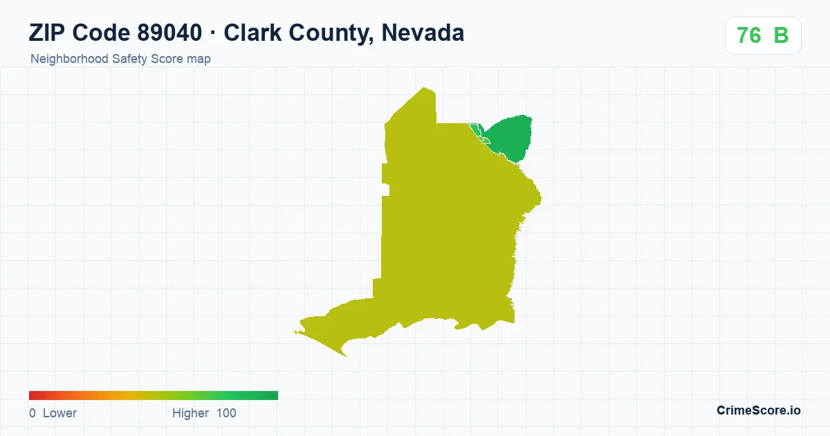 ZIP Code 89040 in Clark County, Nevada neighborhood Safety Score map