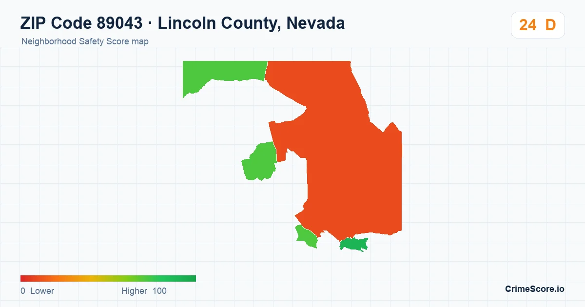 ZIP Code 89043 in Lincoln County, Nevada neighborhood Safety Score map