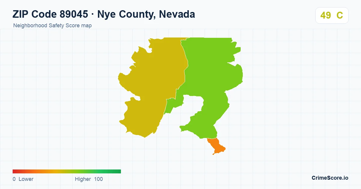 ZIP Code 89045 in Nye County, Nevada neighborhood Safety Score map