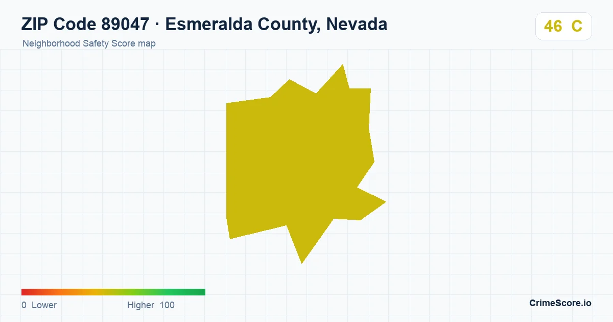 ZIP Code 89047 in Esmeralda County, Nevada neighborhood Safety Score map