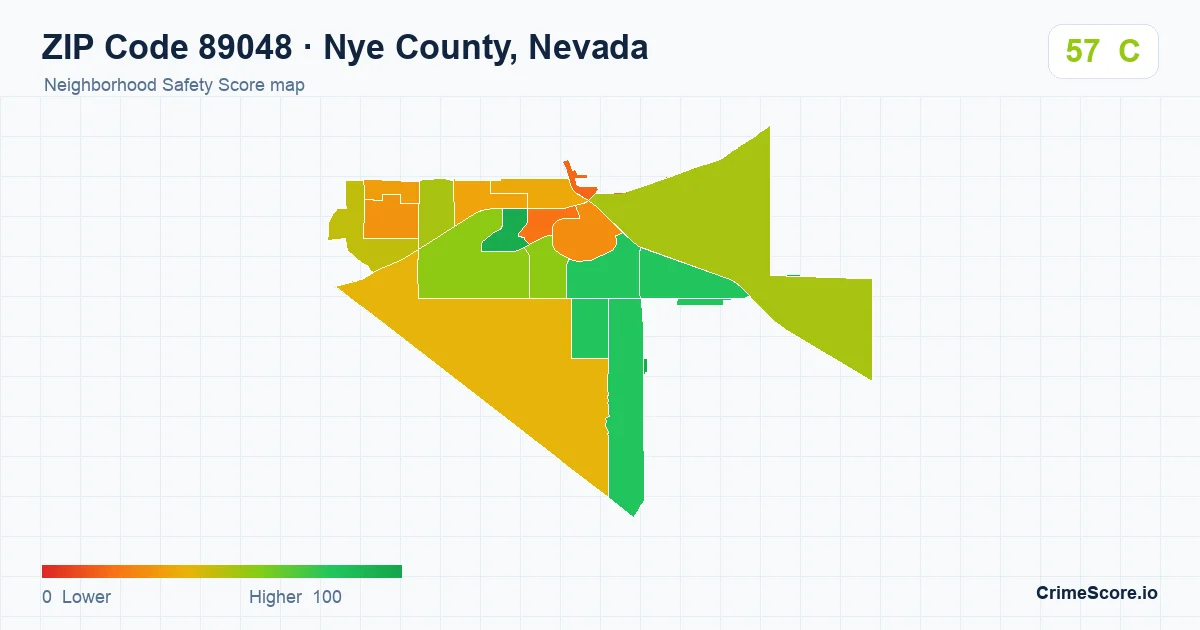 ZIP Code 89048 in Nye County, Nevada neighborhood Safety Score map