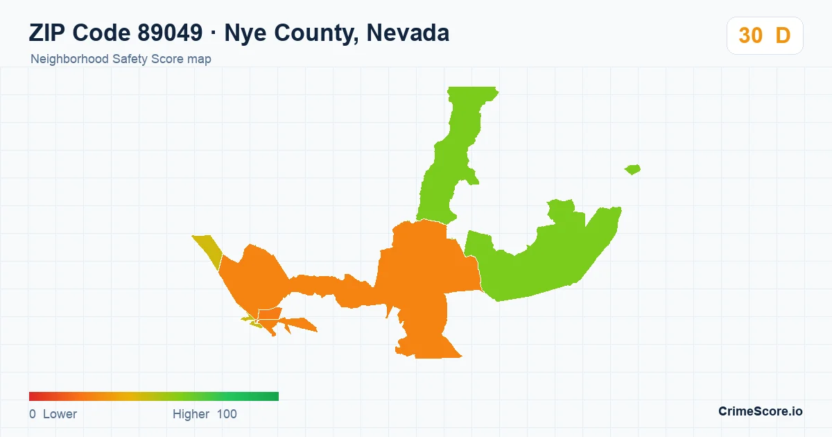 ZIP Code 89049 in Nye County, Nevada neighborhood Safety Score map