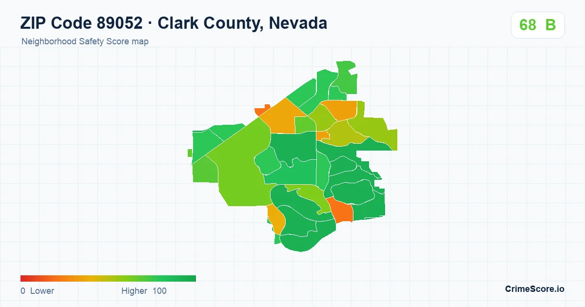 ZIP Code 89052 in Clark County, Nevada neighborhood Safety Score map