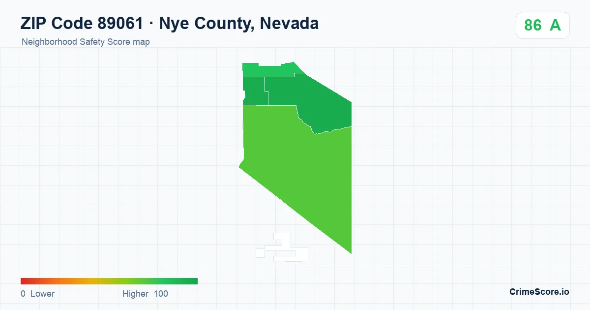 ZIP Code 89061 in Nye County, Nevada neighborhood Safety Score map