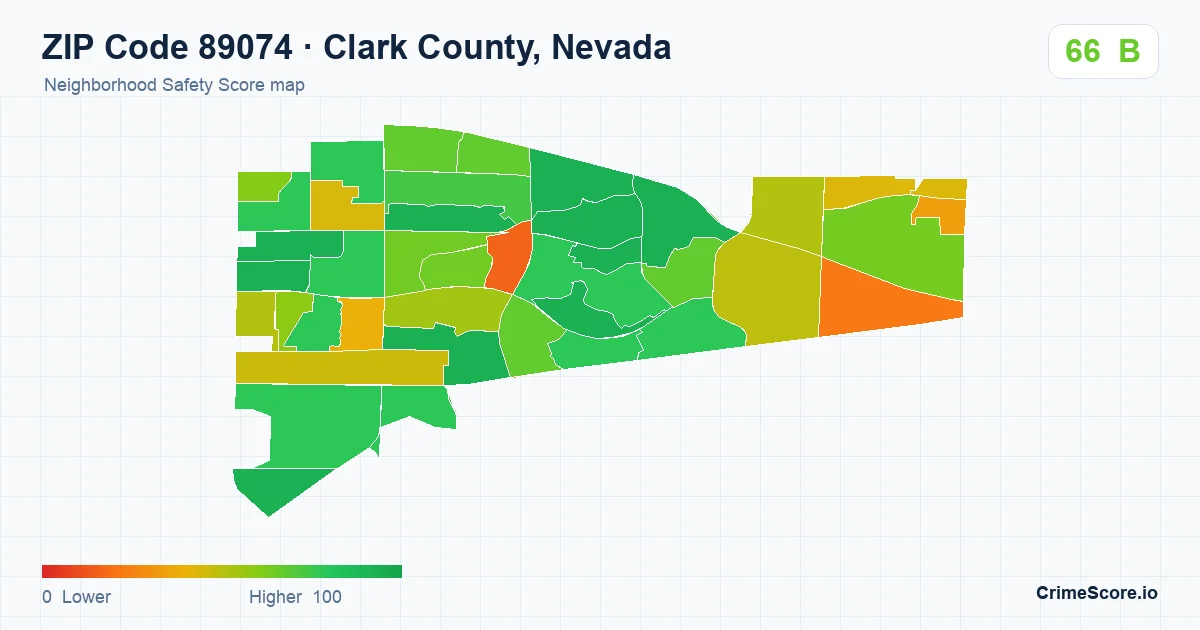 ZIP Code 89074 in Clark County, Nevada neighborhood Safety Score map