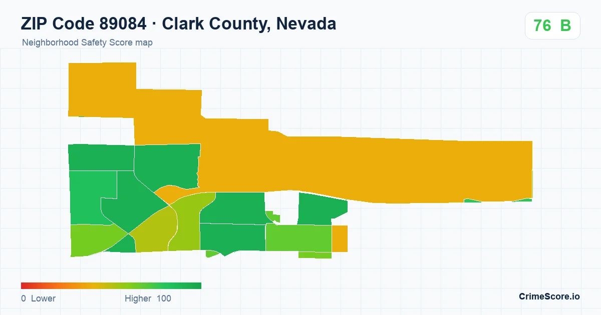 ZIP Code 89084 in Clark County, Nevada neighborhood Safety Score map