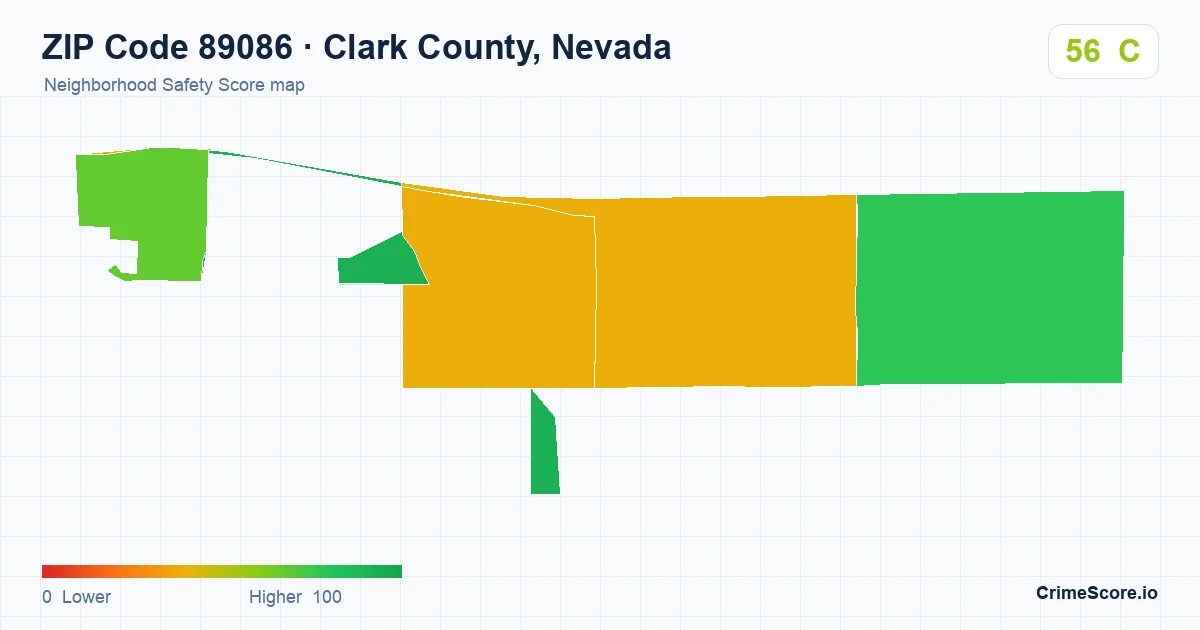 ZIP Code 89086 in Clark County, Nevada neighborhood Safety Score map