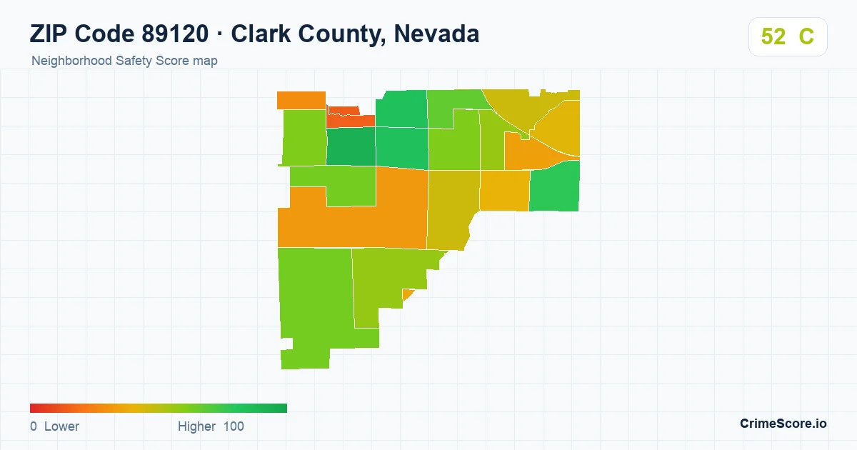 ZIP Code 89120 in Clark County, Nevada neighborhood Safety Score map