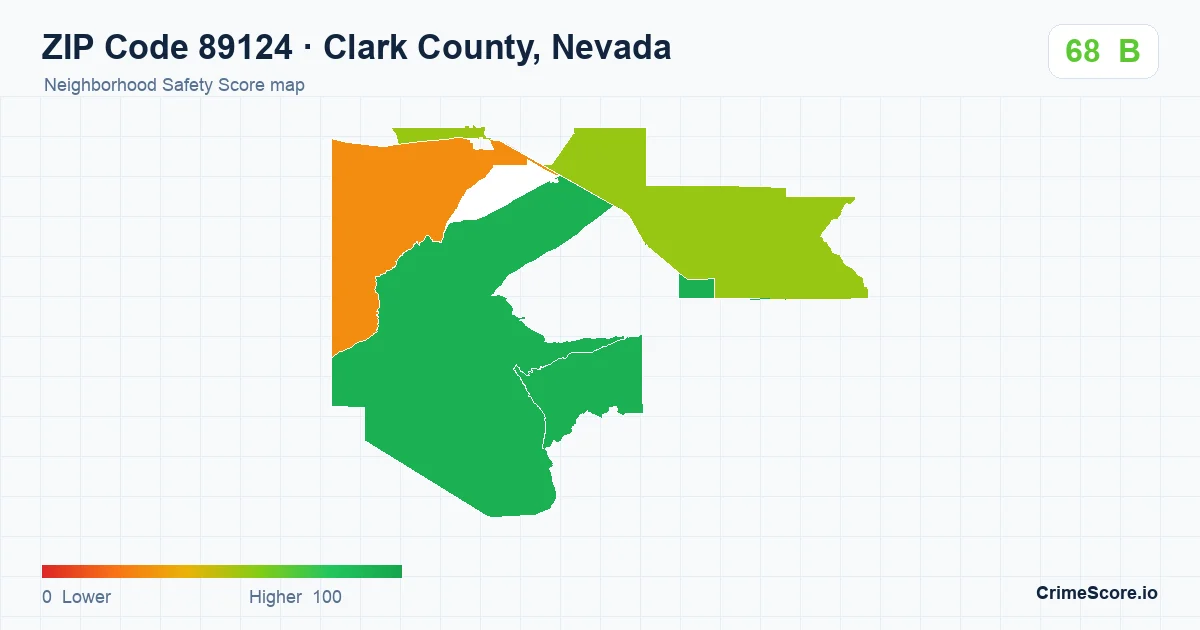 ZIP Code 89124 in Clark County, Nevada neighborhood Safety Score map