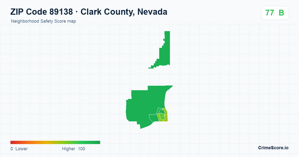 ZIP Code 89138 in Clark County, Nevada neighborhood Safety Score map