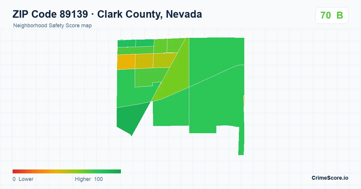 ZIP Code 89139 in Clark County, Nevada neighborhood Safety Score map