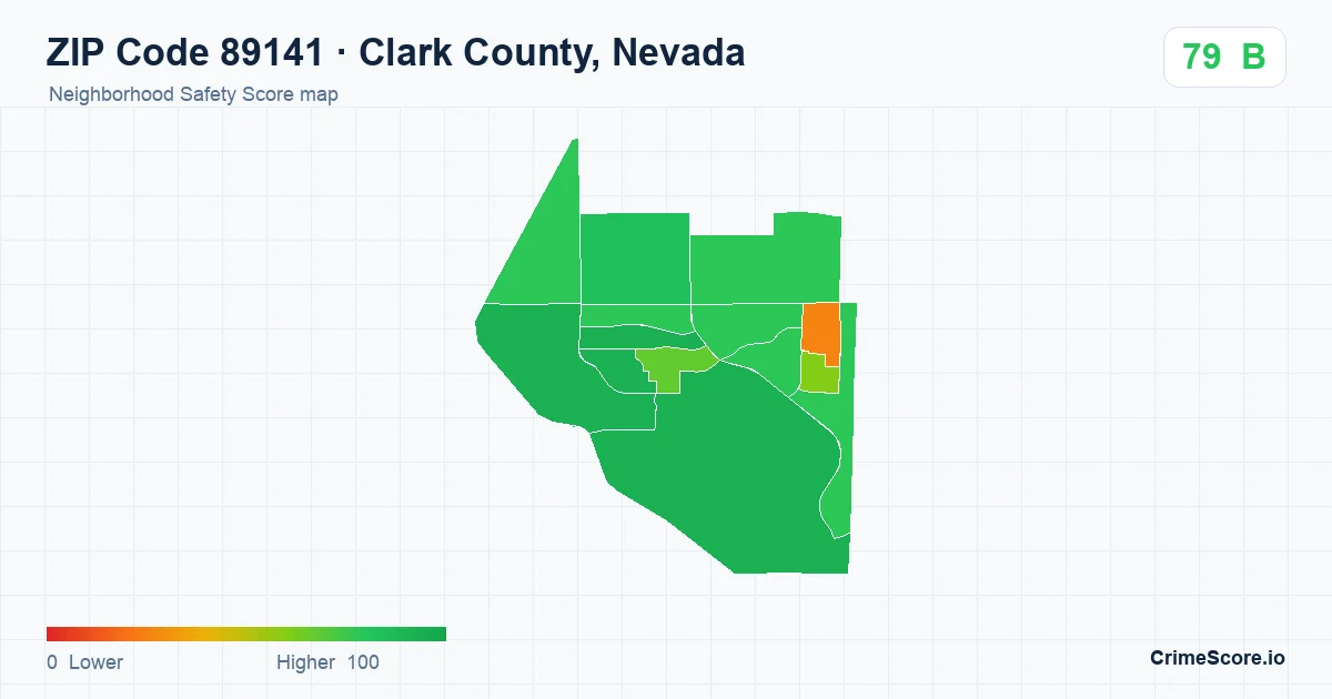 ZIP Code 89141 in Clark County, Nevada neighborhood Safety Score map