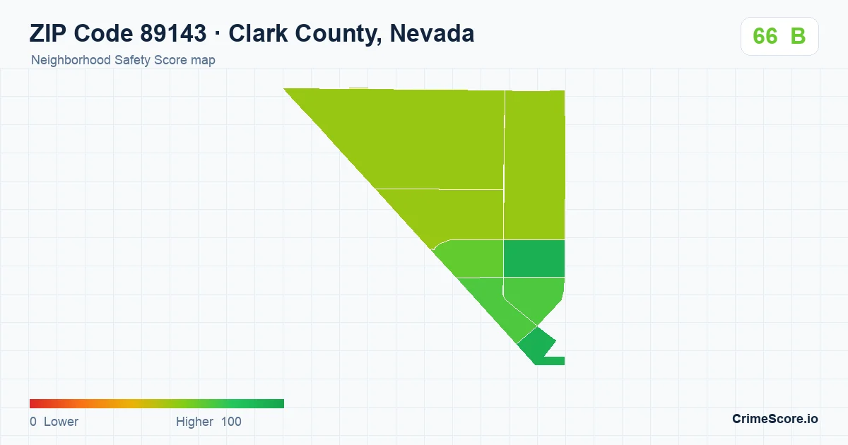 ZIP Code 89143 in Clark County, Nevada neighborhood Safety Score map
