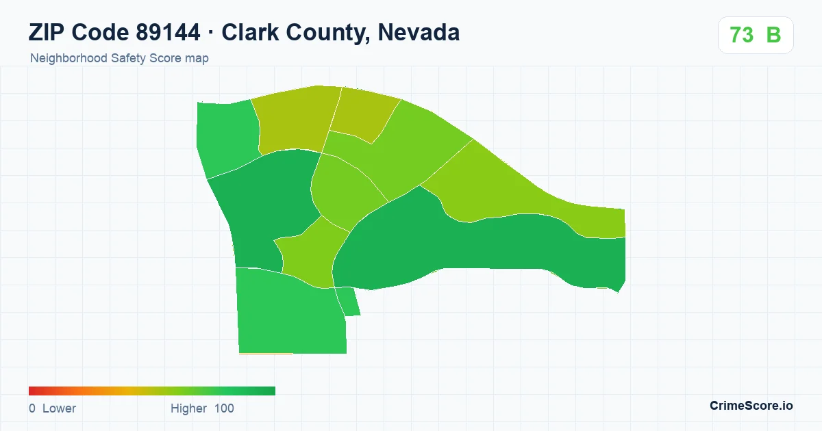 ZIP Code 89144 in Clark County, Nevada neighborhood Safety Score map