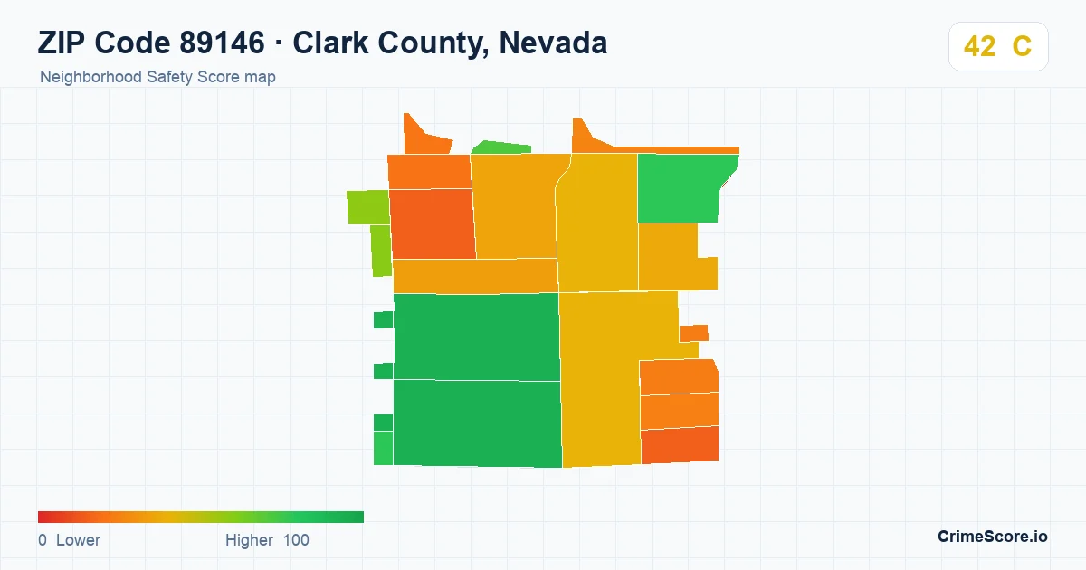 ZIP Code 89146 in Clark County, Nevada neighborhood Safety Score map
