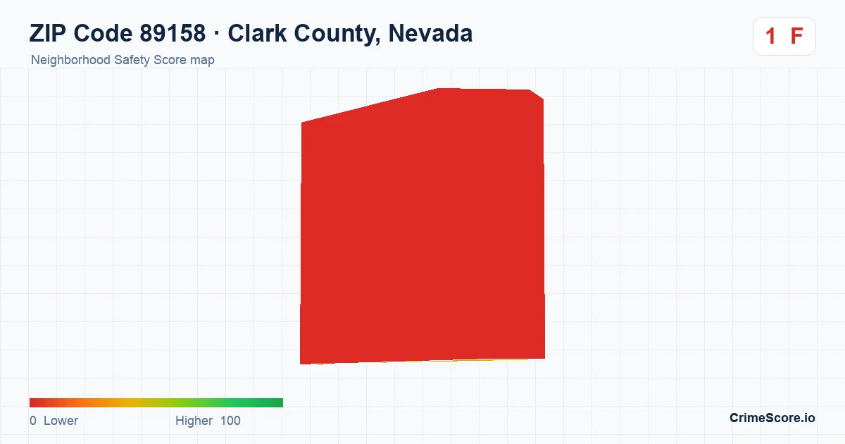 ZIP Code 89158 in Clark County, Nevada neighborhood Safety Score map