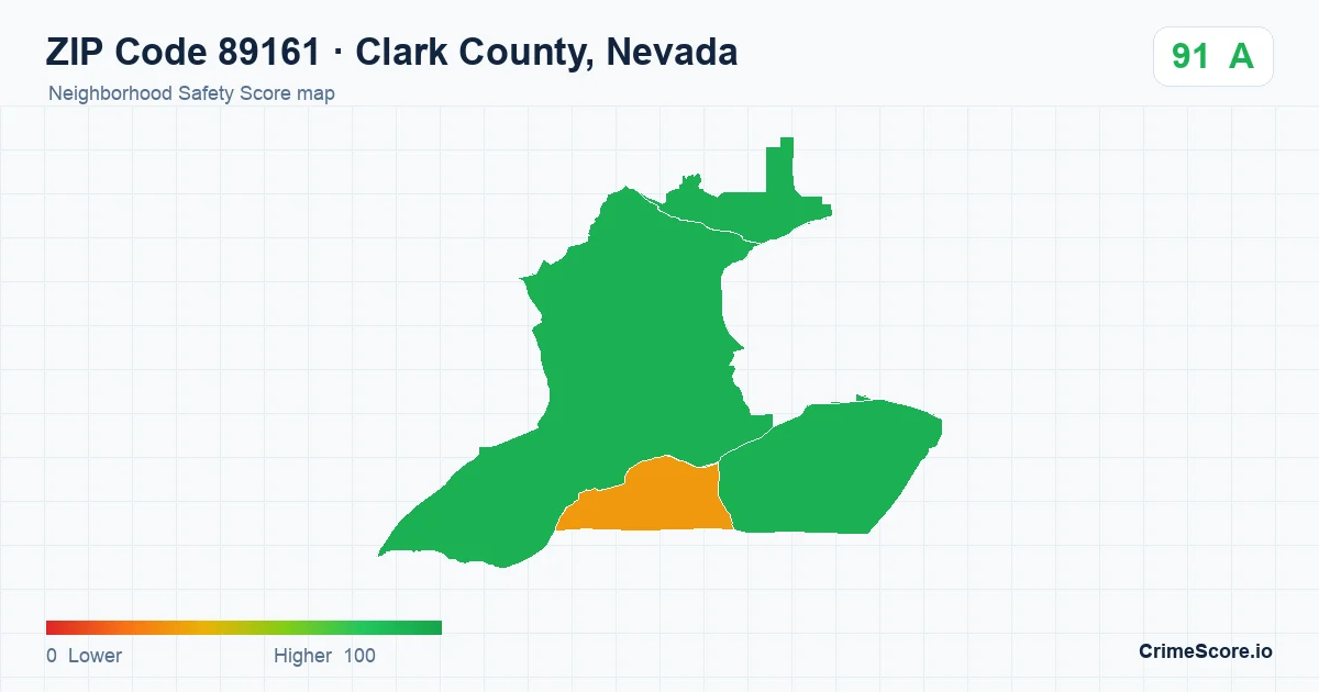 ZIP Code 89161 in Clark County, Nevada neighborhood Safety Score map