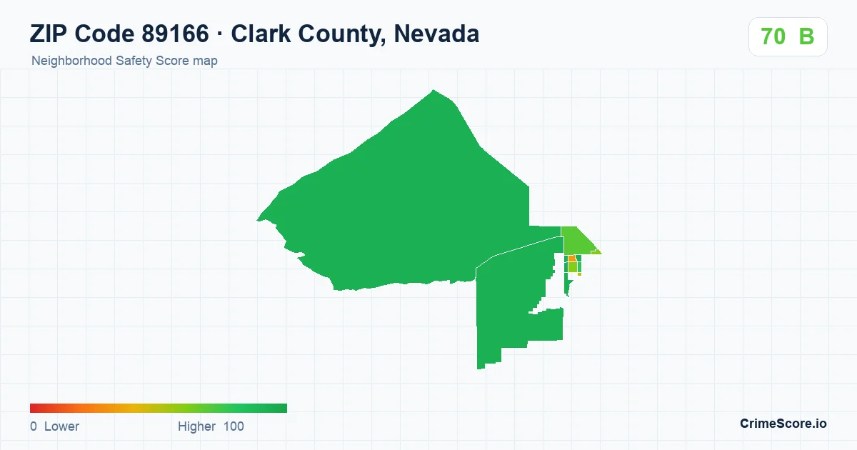 ZIP Code 89166 in Clark County, Nevada neighborhood Safety Score map