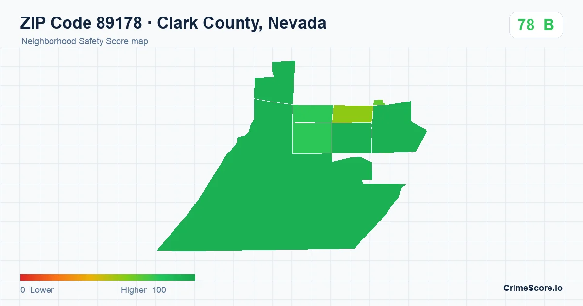 ZIP Code 89178 in Clark County, Nevada neighborhood Safety Score map