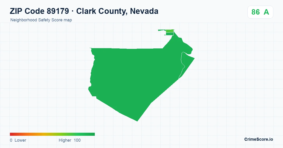 ZIP Code 89179 in Clark County, Nevada neighborhood Safety Score map