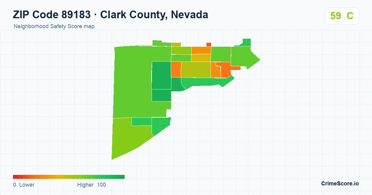 ZIP Code 89183 in Clark County, Nevada neighborhood Safety Score map