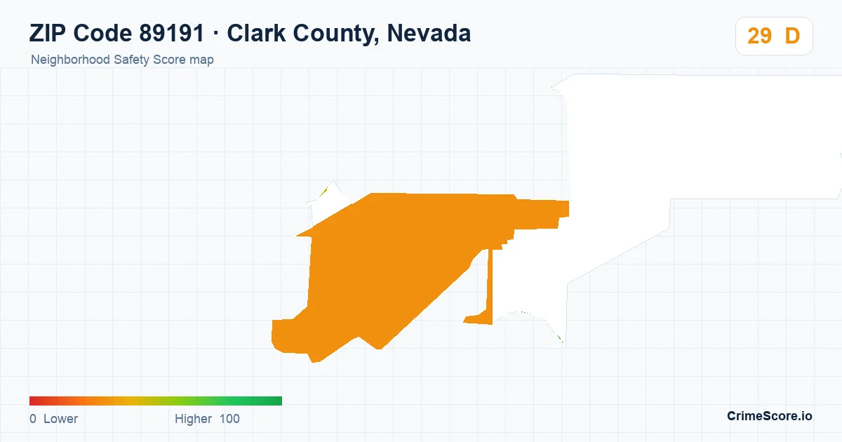 ZIP Code 89191 in Clark County, Nevada neighborhood Safety Score map