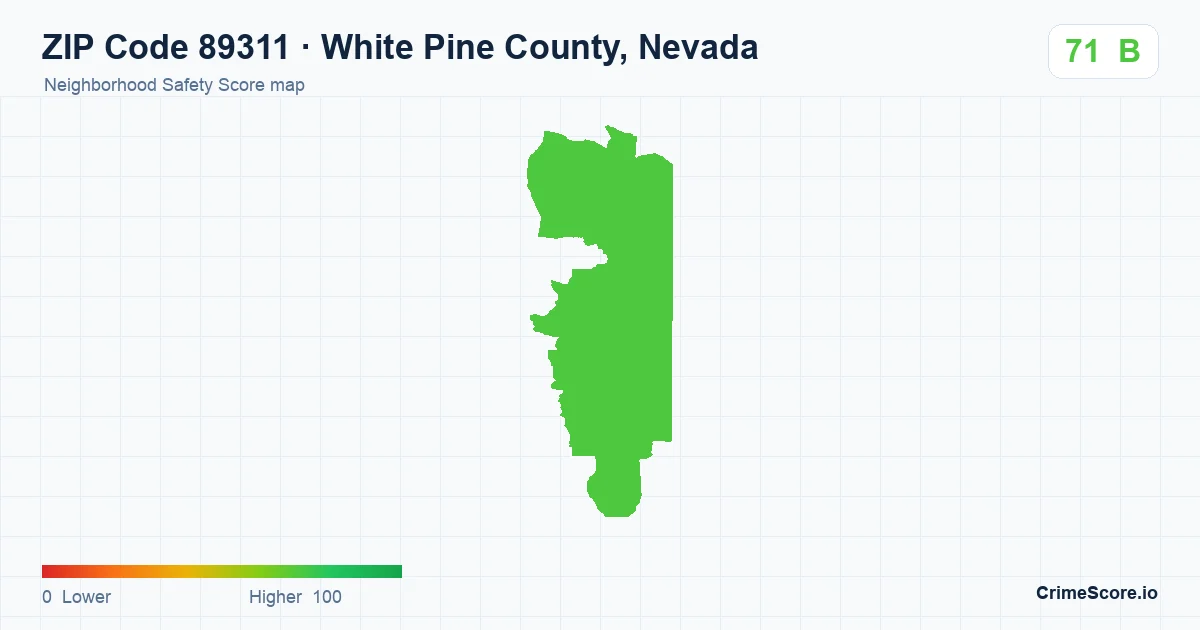 ZIP Code 89311 in White Pine County, Nevada neighborhood Safety Score map