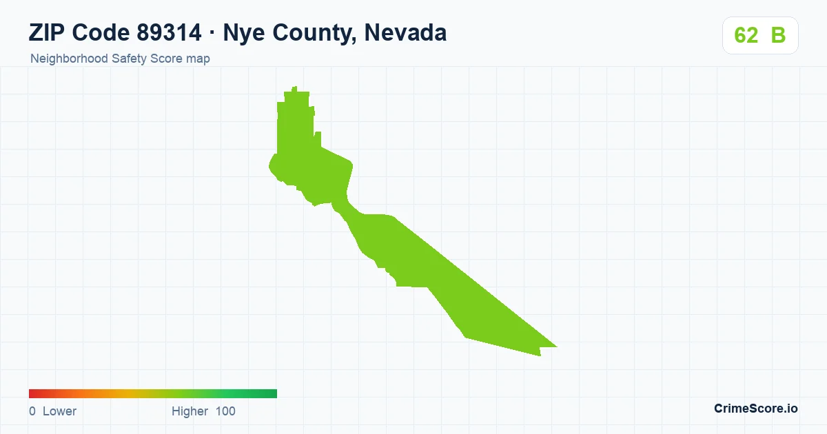 ZIP Code 89314 in Nye County, Nevada neighborhood Safety Score map
