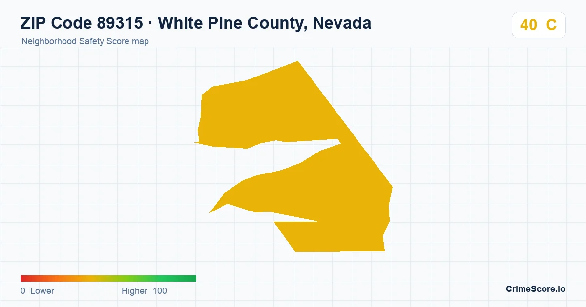 ZIP Code 89315 in White Pine County, Nevada neighborhood Safety Score map