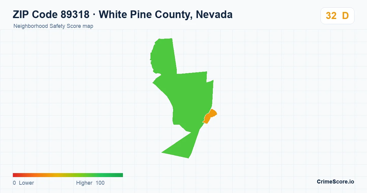 ZIP Code 89318 in White Pine County, Nevada neighborhood Safety Score map
