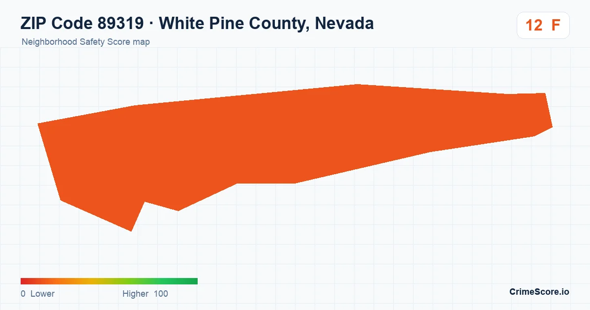 ZIP Code 89319 in White Pine County, Nevada neighborhood Safety Score map