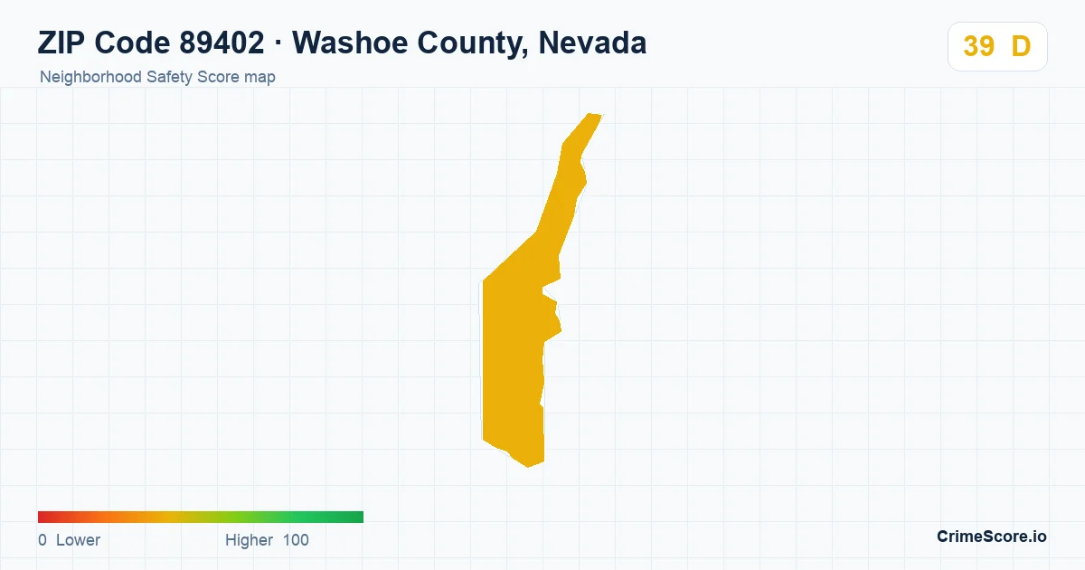 ZIP Code 89402 in Washoe County, Nevada neighborhood Safety Score map