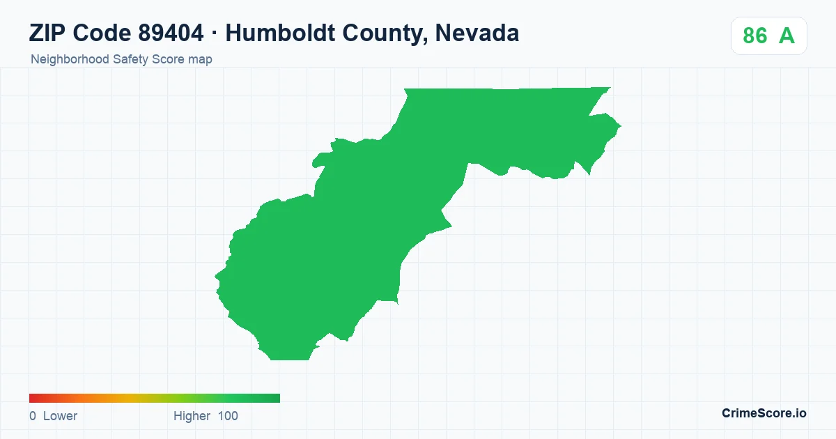 ZIP Code 89404 in Humboldt County, Nevada neighborhood Safety Score map