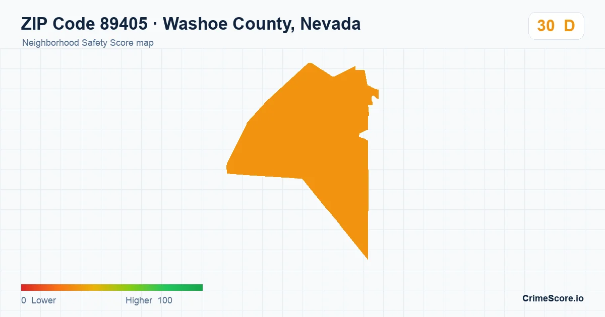 ZIP Code 89405 in Washoe County, Nevada neighborhood Safety Score map