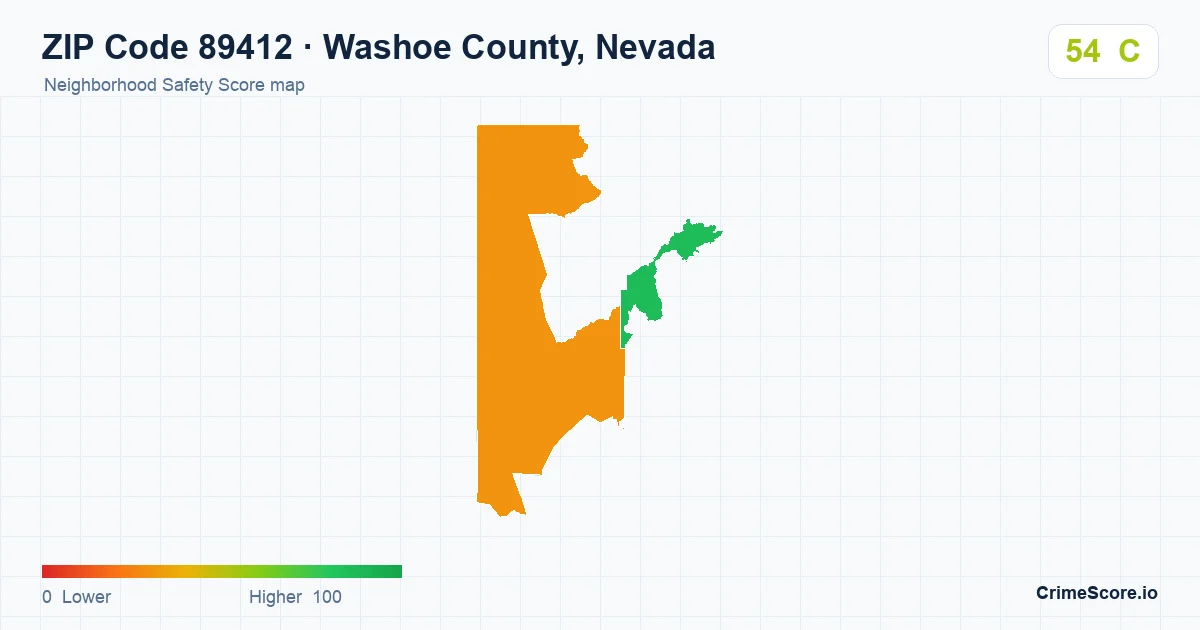 ZIP Code 89412 in Washoe County, Nevada neighborhood Safety Score map