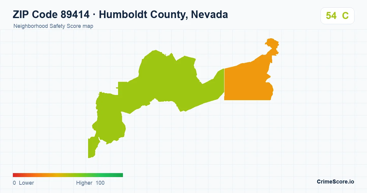 ZIP Code 89414 in Humboldt County, Nevada neighborhood Safety Score map