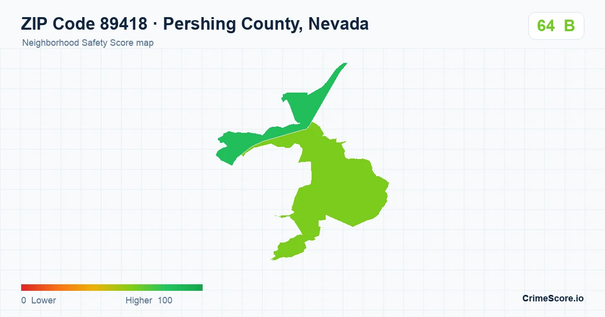ZIP Code 89418 in Pershing County, Nevada neighborhood Safety Score map