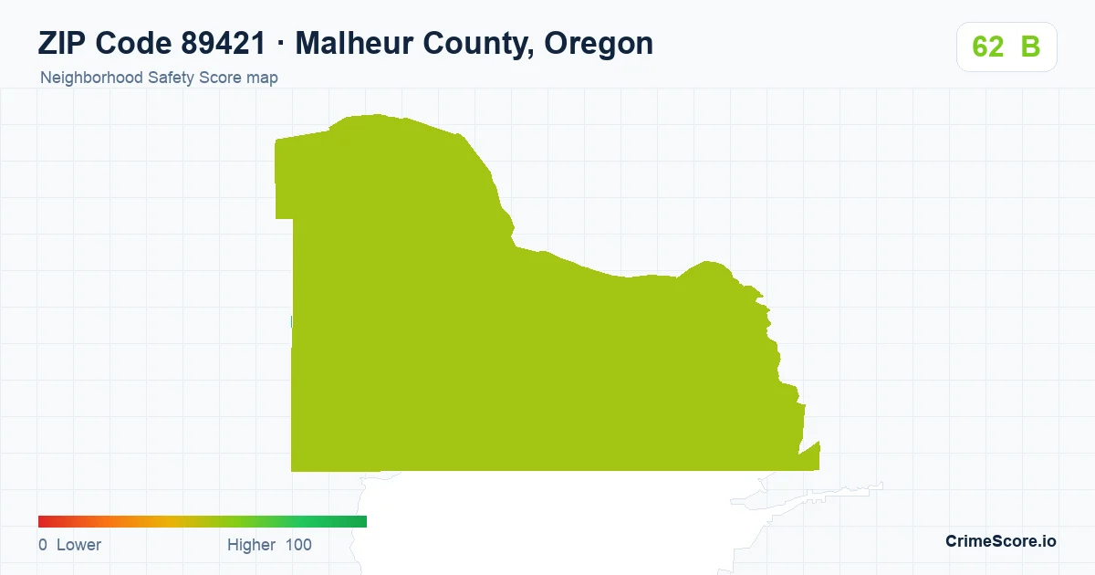 ZIP Code 89421 in Malheur County, Oregon neighborhood Safety Score map