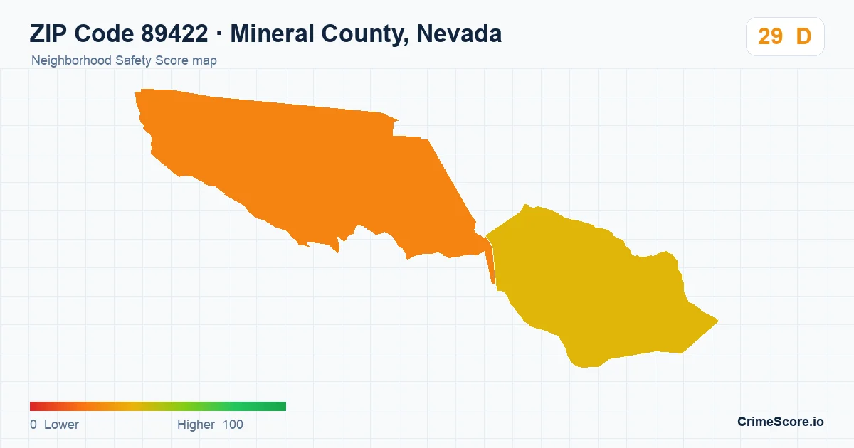 ZIP Code 89422 in Mineral County, Nevada neighborhood Safety Score map