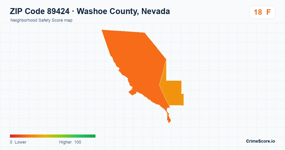 ZIP Code 89424 in Washoe County, Nevada neighborhood Safety Score map