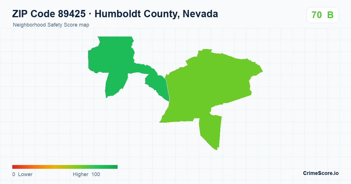 ZIP Code 89425 in Humboldt County, Nevada neighborhood Safety Score map