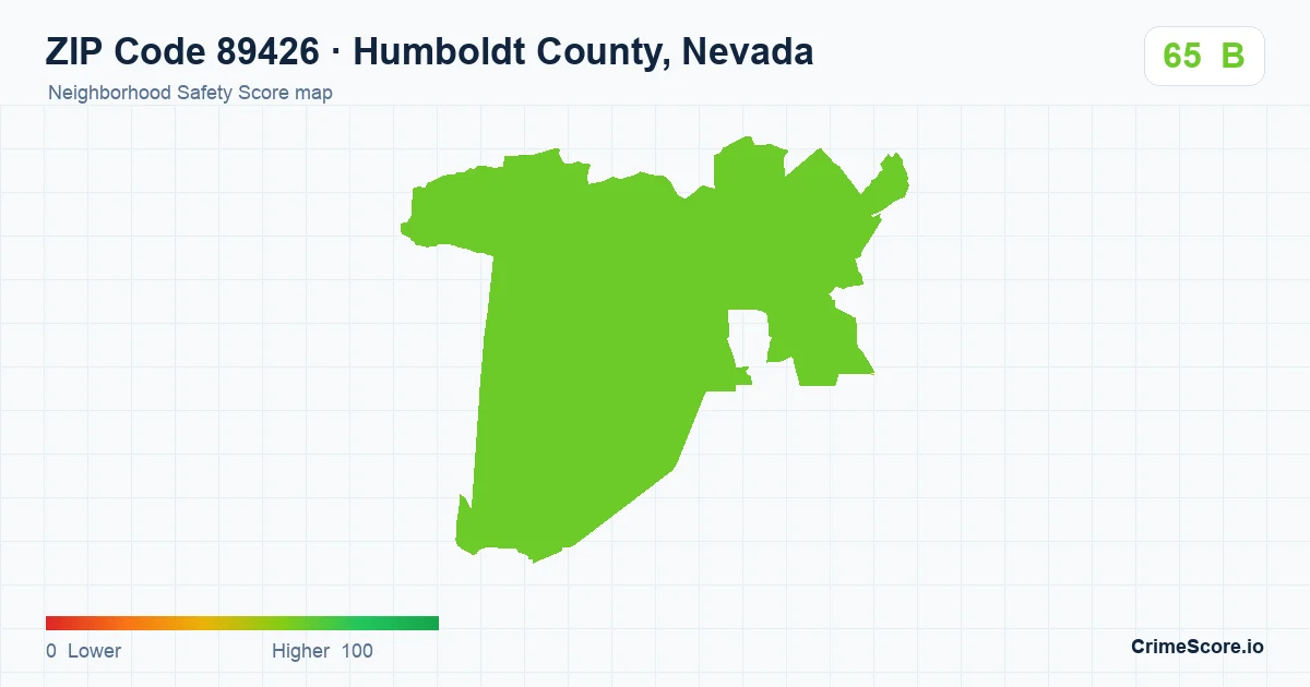 ZIP Code 89426 in Humboldt County, Nevada neighborhood Safety Score map