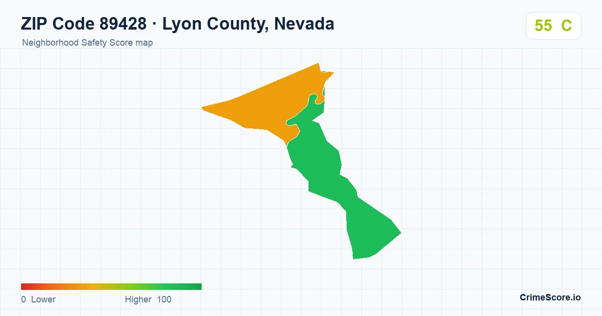 ZIP Code 89428 in Lyon County, Nevada neighborhood Safety Score map