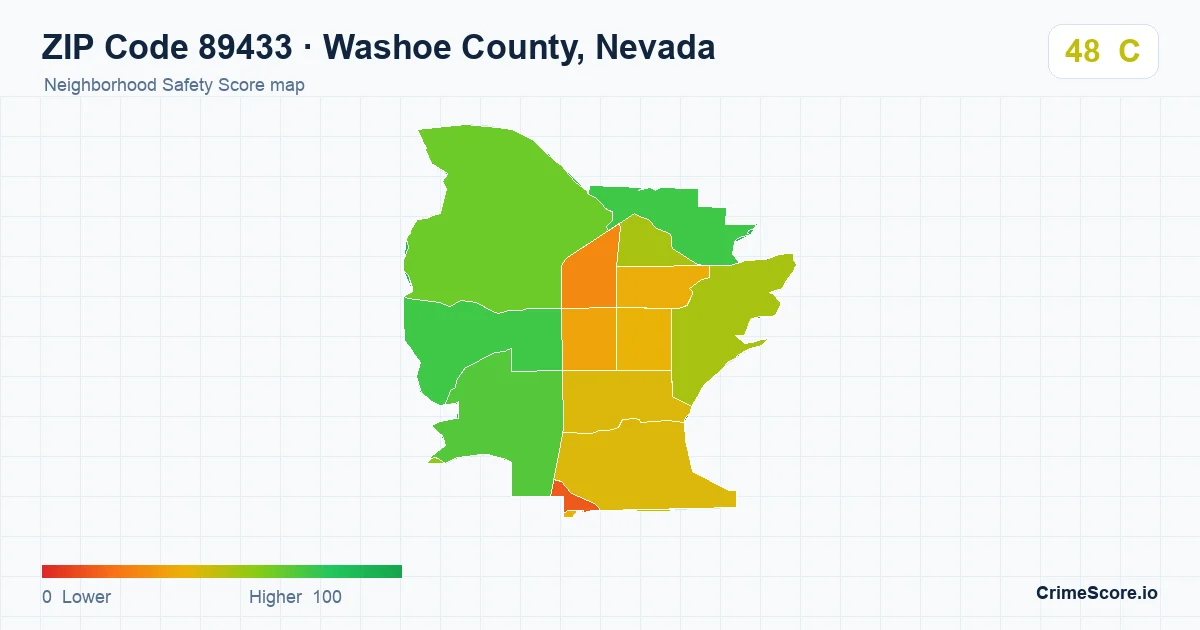 ZIP Code 89433 in Washoe County, Nevada neighborhood Safety Score map