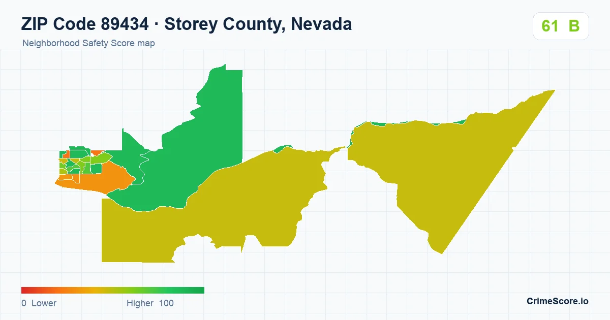 ZIP Code 89434 in Storey County, Nevada neighborhood Safety Score map