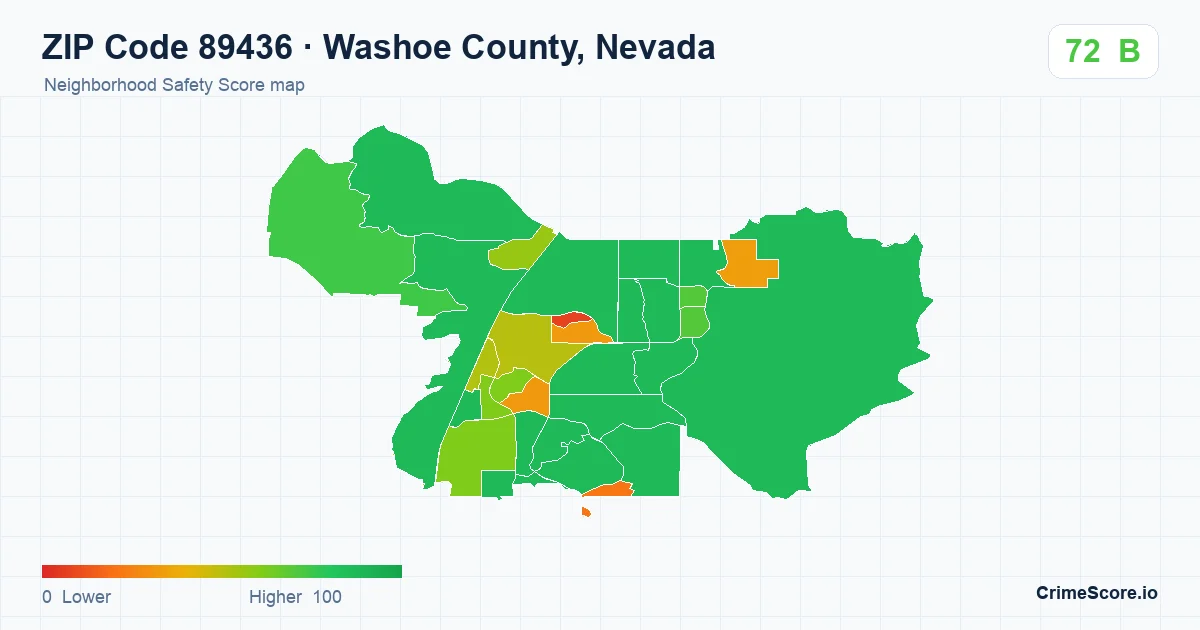 ZIP Code 89436 in Washoe County, Nevada neighborhood Safety Score map